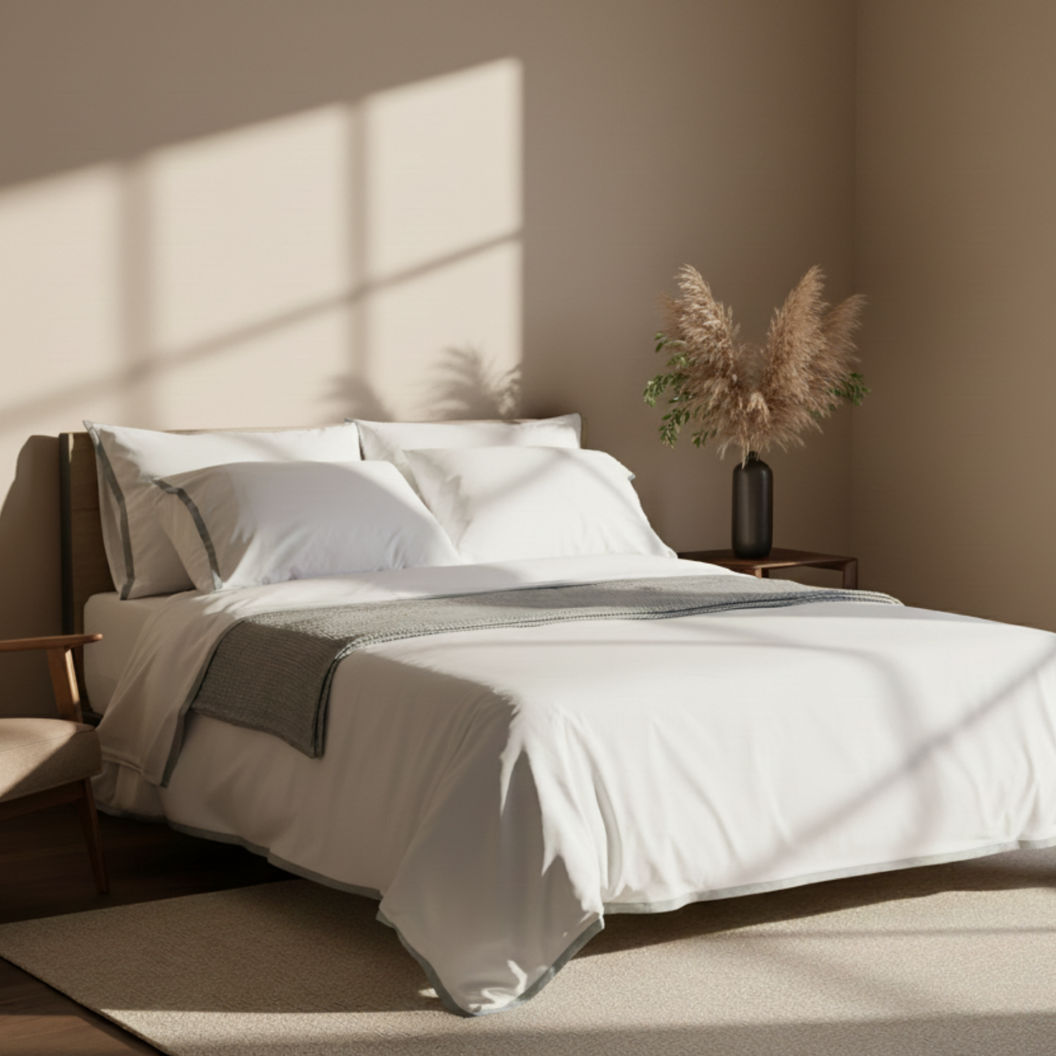 Light Blue Silky Soft Sateen Border Duvet Set